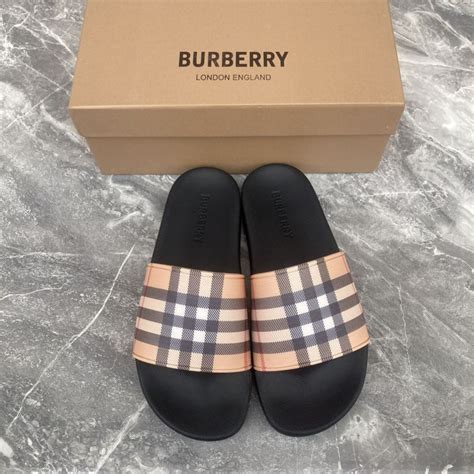 fake burberry slippers|burberry slip on slides.